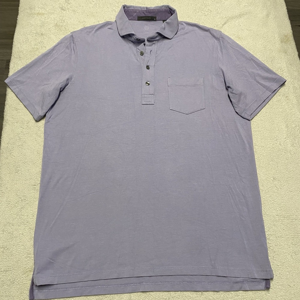 Greyson Polo Shirt Mens Large Light Purple Cotton Modal Stretch Golf Wolf Casual